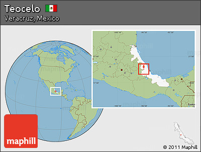 Savanna Style Location Map of Teocelo, highlighted parent region