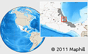 Shaded Relief Location Map of Teocelo, highlighted country, highlighted parent region