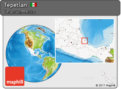 Physical Location Map of Tepetlan, highlighted country