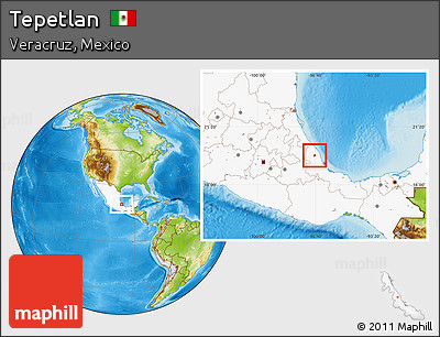 Physical Location Map of Tepetlan, highlighted country