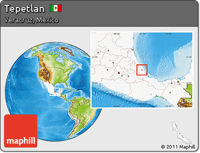 Physical Location Map of Tepetlan, highlighted country