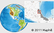 Physical Location Map of Tepetzintla, highlighted country, highlighted parent region