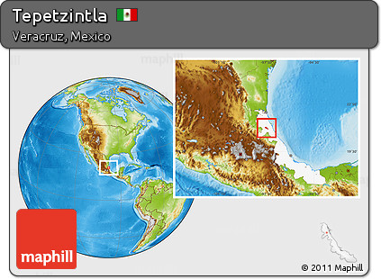 Physical Location Map of Tepetzintla, highlighted parent region