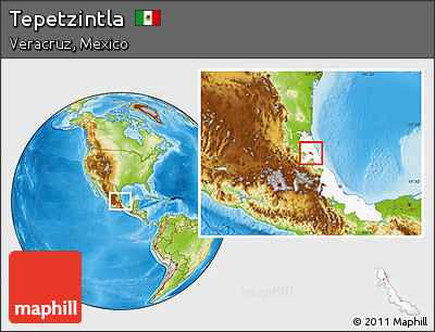 Physical Location Map of Tepetzintla, highlighted parent region