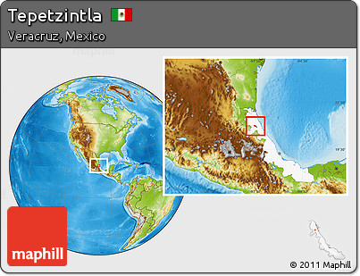 Physical Location Map of Tepetzintla, highlighted parent region