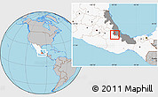 Gray Location Map of Texhuacan, highlighted country, highlighted parent region
