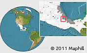 Satellite Location Map of Texhuacan, highlighted country, highlighted parent region