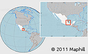 Gray Location Map of Ursulo Galvan, highlighted country, within the entire country, hill shading