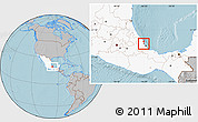 Gray Location Map of Ursulo Galvan, highlighted country, hill shading