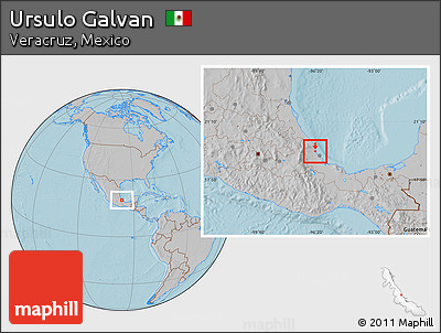 Gray Location Map of Ursulo Galvan, hill shading