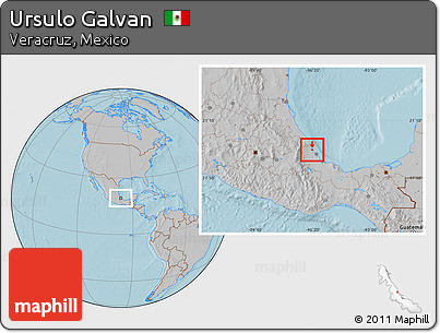 Gray Location Map of Ursulo Galvan, hill shading