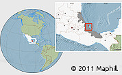 Savanna Style Location Map of Ursulo Galvan, highlighted country, highlighted parent region, hill shading
