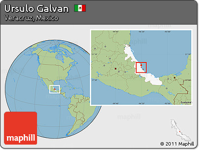 Savanna Style Location Map of Ursulo Galvan, highlighted parent region