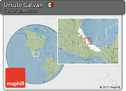 Savanna Style Location Map of Ursulo Galvan, highlighted parent region, hill shading