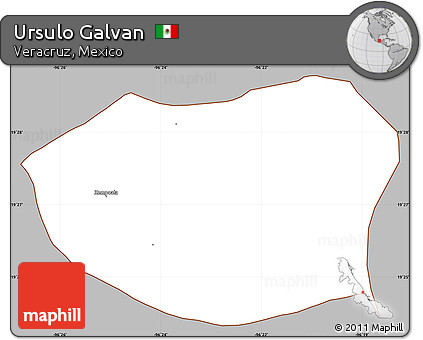 Gray Simple Map of Ursulo Galvan, cropped outside