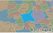 Political 3D Map of Abala, semi-desaturated