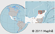 Gray Location Map of Abala, highlighted country, highlighted parent region, hill shading