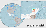 Gray Location Map of Abala, highlighted country, hill shading