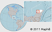 Gray Location Map of Abala, highlighted parent region, hill shading