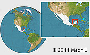 Satellite Location Map of Abala, highlighted country, within the entire country