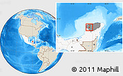 Shaded Relief Location Map of Abala, highlighted country, highlighted parent region