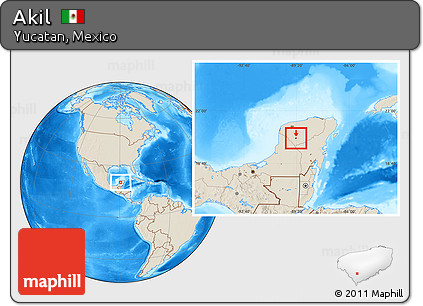 Shaded Relief Location Map of Akil