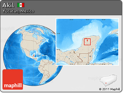 Shaded Relief Location Map of Akil