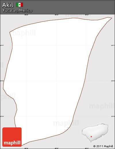 Classic Style Simple Map of Akil, cropped outside