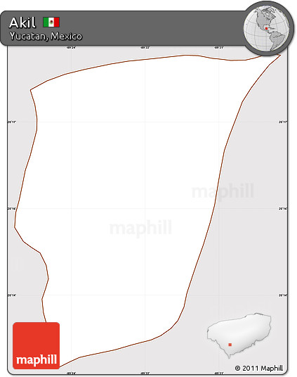 Classic Style Simple Map of Akil, cropped outside