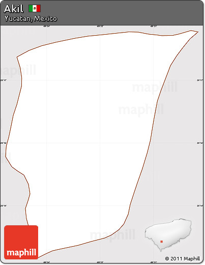 Classic Style Simple Map of Akil, cropped outside