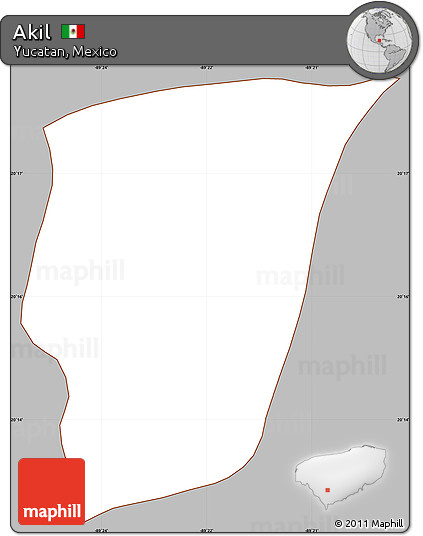 Gray Simple Map of Akil, cropped outside