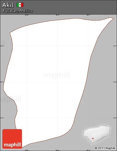 Gray Simple Map of Akil, cropped outside
