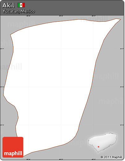 Gray Simple Map of Akil, cropped outside