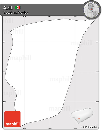 Silver Style Simple Map of Akil, cropped outside