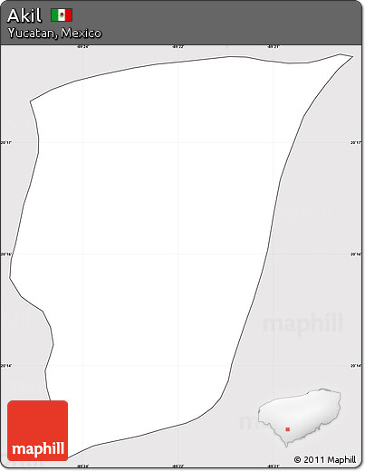 Silver Style Simple Map of Akil, cropped outside