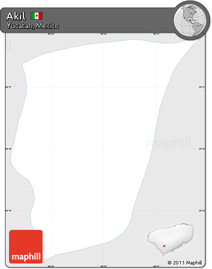 Silver Style Simple Map of Akil, single color outside