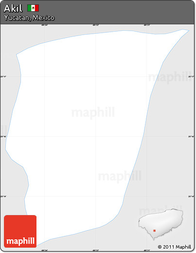 Silver Style Simple Map of Akil, single color outside