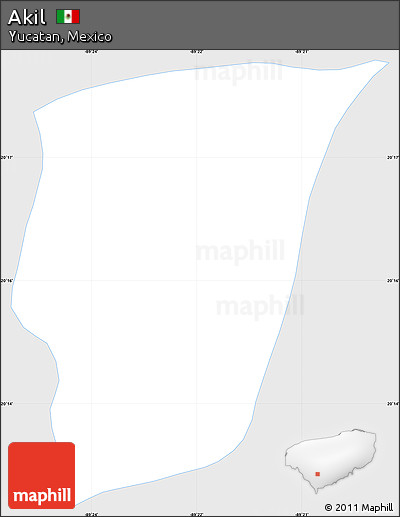 Silver Style Simple Map of Akil, single color outside