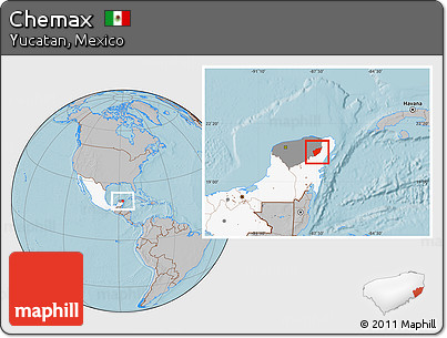 Gray Location Map of Chemax, highlighted country, highlighted parent region, hill shading