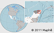 Gray Location Map of Chemax, highlighted country, highlighted parent region, hill shading