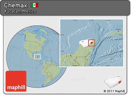 Savanna Style Location Map of Chemax, highlighted parent region, hill shading