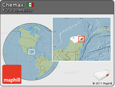 Savanna Style Location Map of Chemax, highlighted parent region, hill shading
