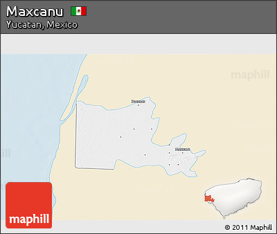 Classic Style 3D Map of Maxcanu, single color outside