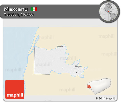 Classic Style 3D Map of Maxcanu, single color outside