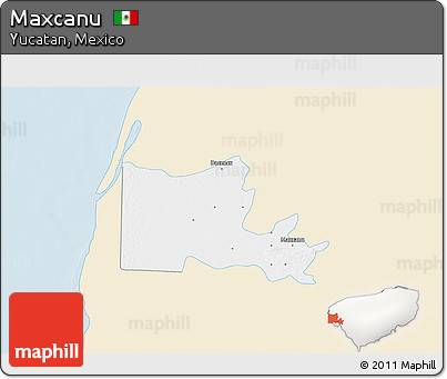 Classic Style 3D Map of Maxcanu, single color outside