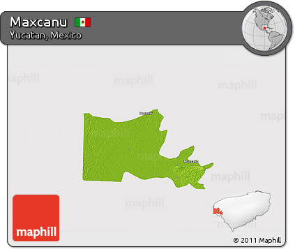 Physical 3D Map of Maxcanu, cropped outside