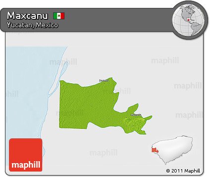 Physical 3D Map of Maxcanu, single color outside