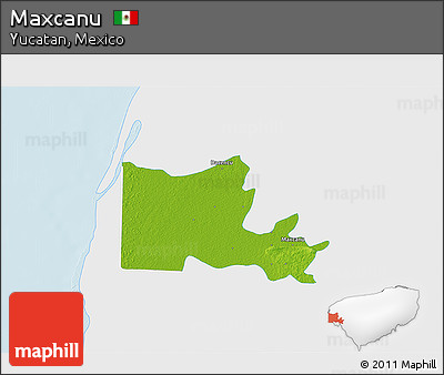 Physical 3D Map of Maxcanu, single color outside