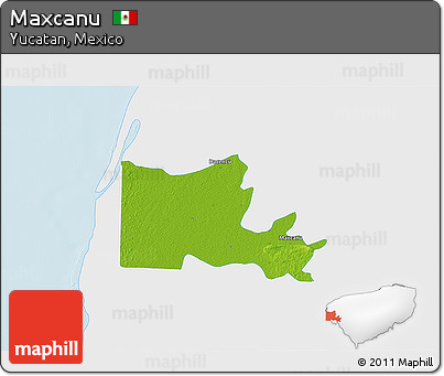Physical 3D Map of Maxcanu, single color outside