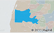 Political 3D Map of Maxcanu, lighten, semi-desaturated